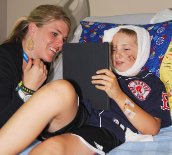 Hunter Kilbourn and UC Davis nurse © UC Regents