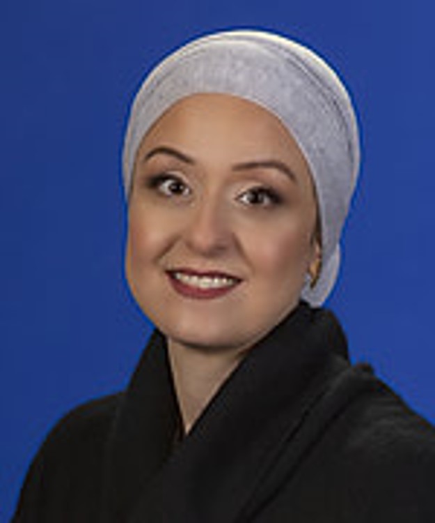 A portrait of Interim Chair of the Muslim Faculty and Staff Association, Hiba Hamdan