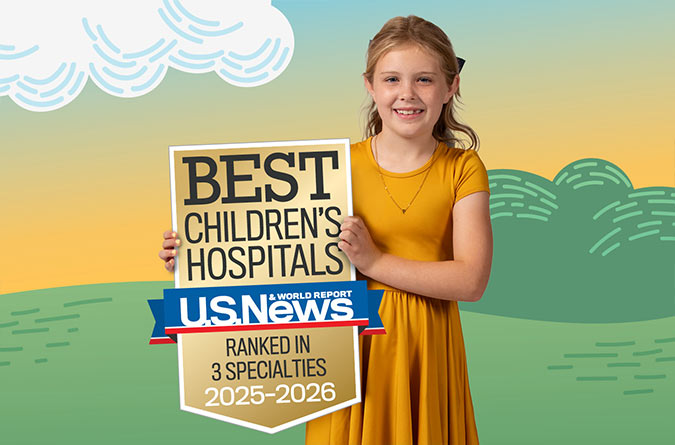 Best Children's Hospital badge and patient photo