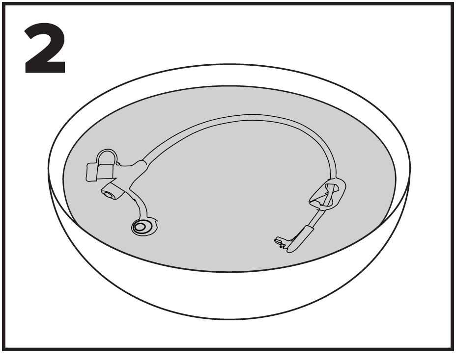 ENFit® Cleaning Procedures step 2 is illustration of extension set, soaking in clean water
