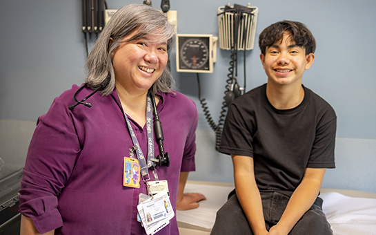 Pediatric nephrologist Stephanie Tram-Anh Nguyen with pediatric nephrology patient