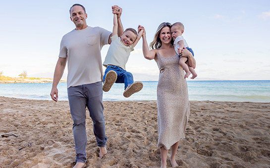 A family on the beach