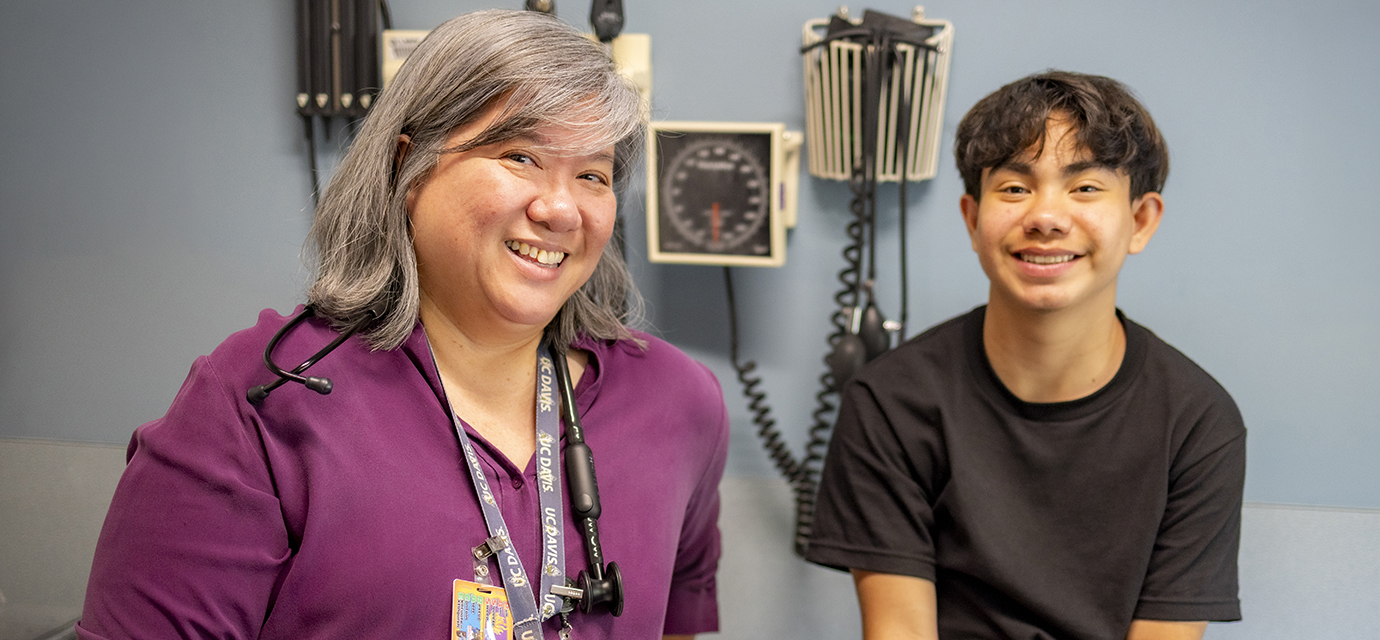 Pediatric nephrologist Stephanie Tram-Anh Nguyen with pediatric nephrology patient Justin