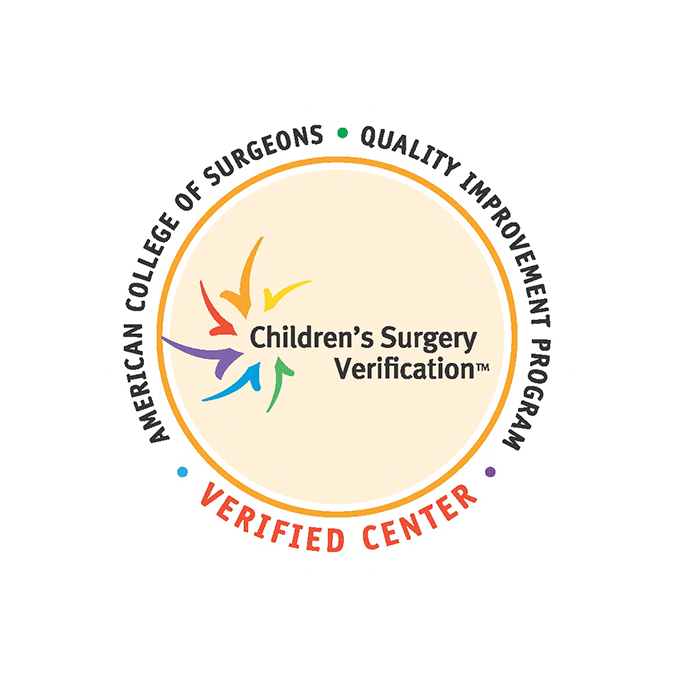 Children's Surgery Verification badge: Verified Center, American College of Surgeons - Quality improvement program
