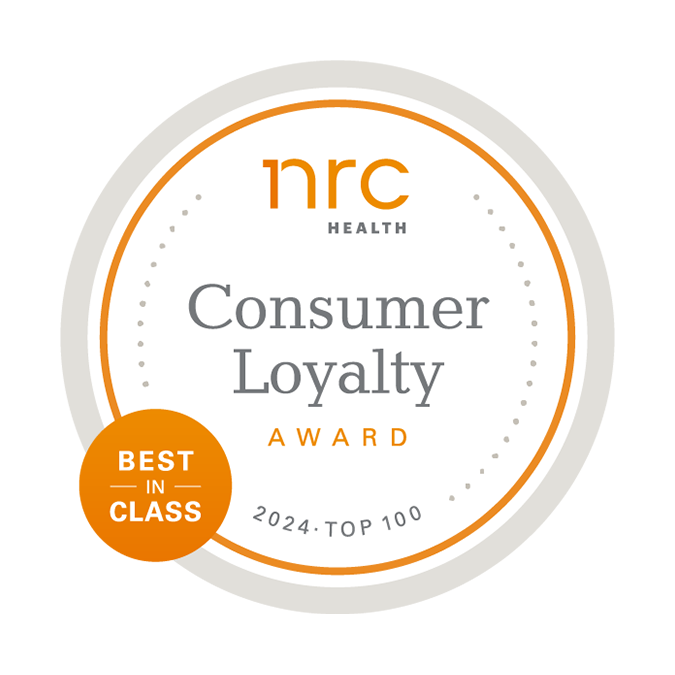 Consumer Loyalty Award badge: NRC Health, Top 100, 2024