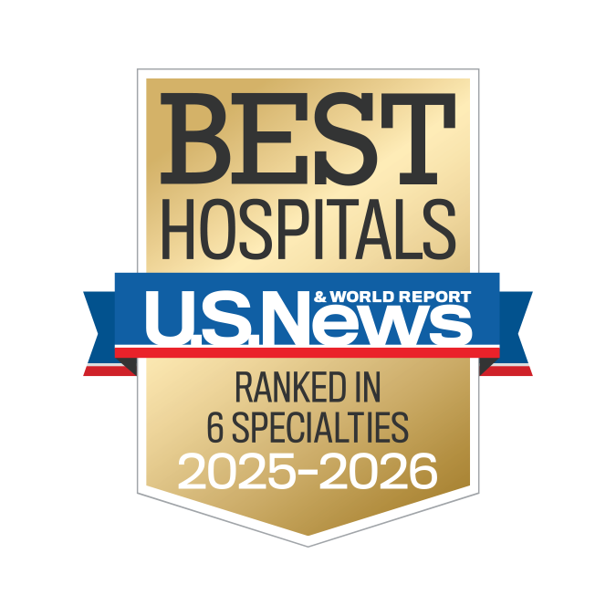 U.S. News Best Hospitals badge: Ranked in 6 specialties, 2025-26