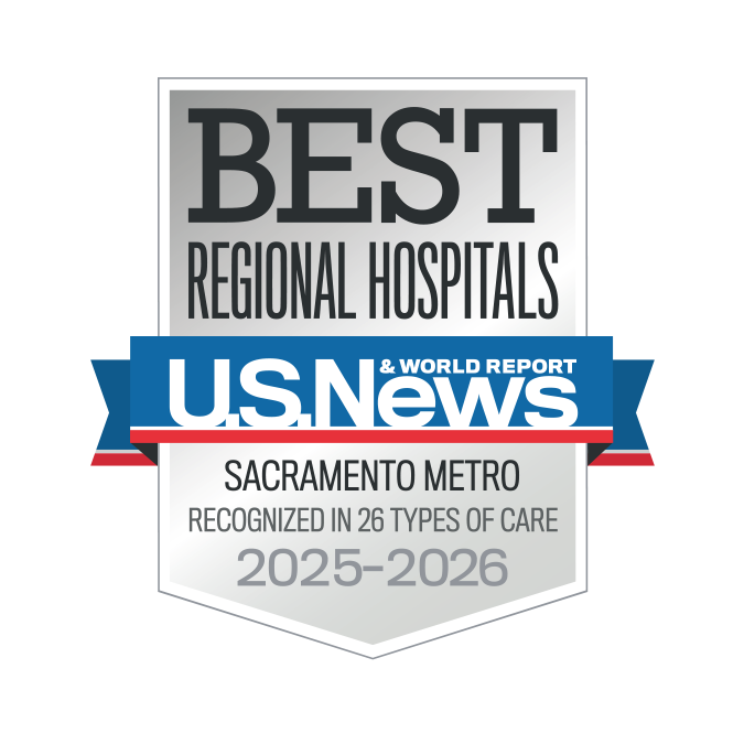 U.S. News Best Regional Hospitals badge: Sacramento metro, recognized in 26 types of care, 2025-26
