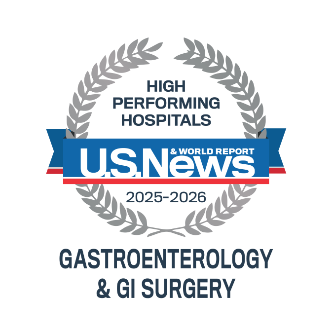 U.S. News High performing hospitals badge: Gastroenterology & GI surgery, 2025-26