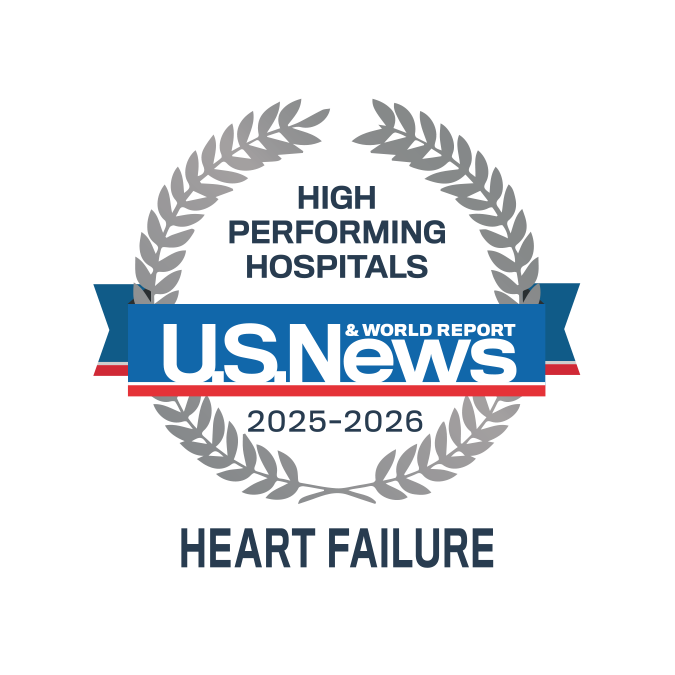 U.S. News High performing hospitals badge: Heart failure, 2025-26