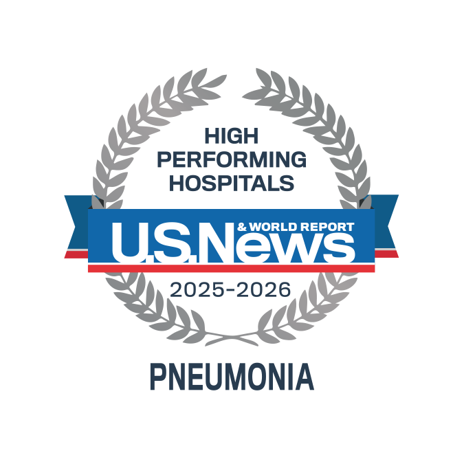 U.S. News High performing hospitals badge: Pneumonia, 2025-26