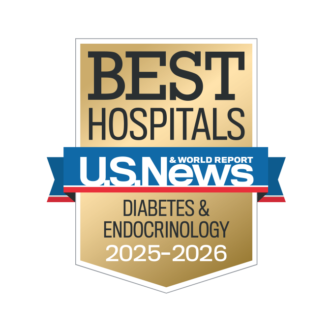 U.S. News Best Hospitals badge: Diabetes & endocrinology, 2025-26