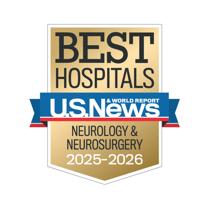 U.S. News Best Hospitals badge: Neurology & neurosurgery, 2025-26