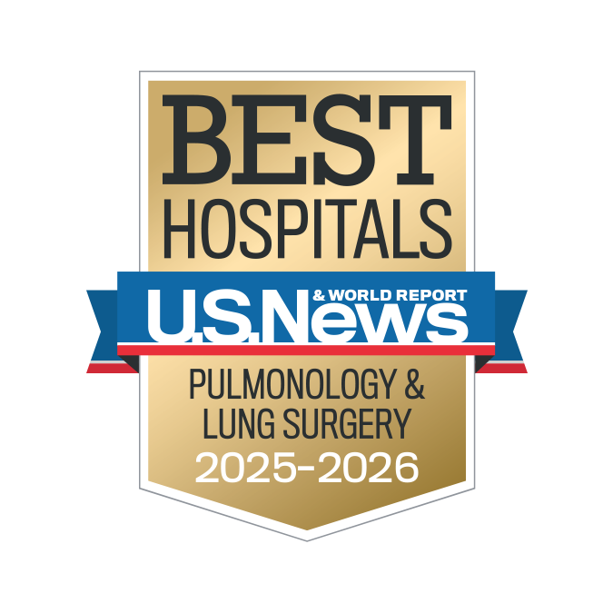 U.S. News Best Hospitals badge: Pulmonology & lung surgery, 2025-26