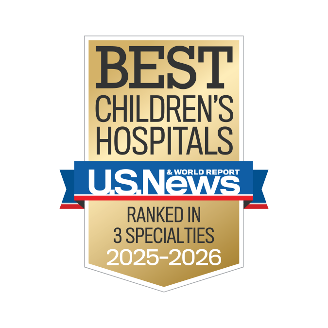 U.S. News Best Children's Hospitals badge: Ranked in 3 specialties, 2025-26