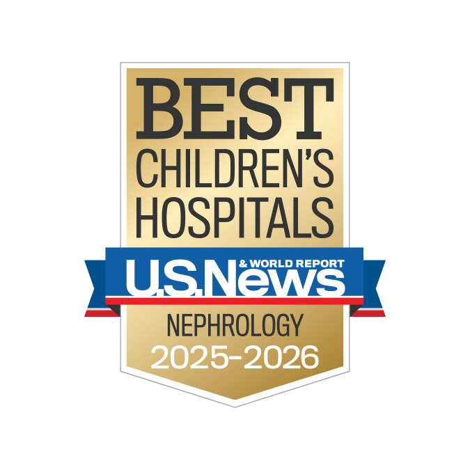 U.S. News Best Children's Hospitals badge: Nephrology, 2025-26
