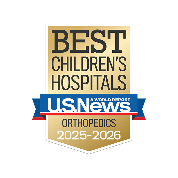 U.S. News Best Children's Hospitals badge: Orthopedics, 2025-26