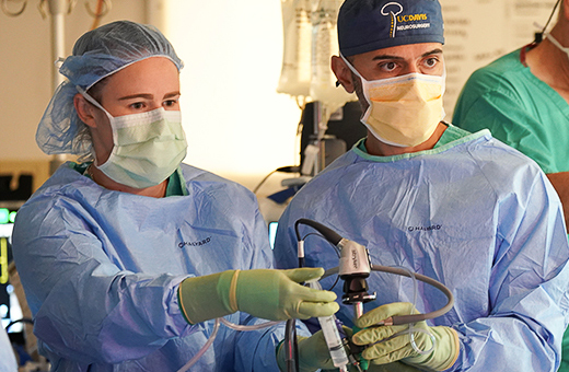 Surgeons performing pituitary tumor surgery.