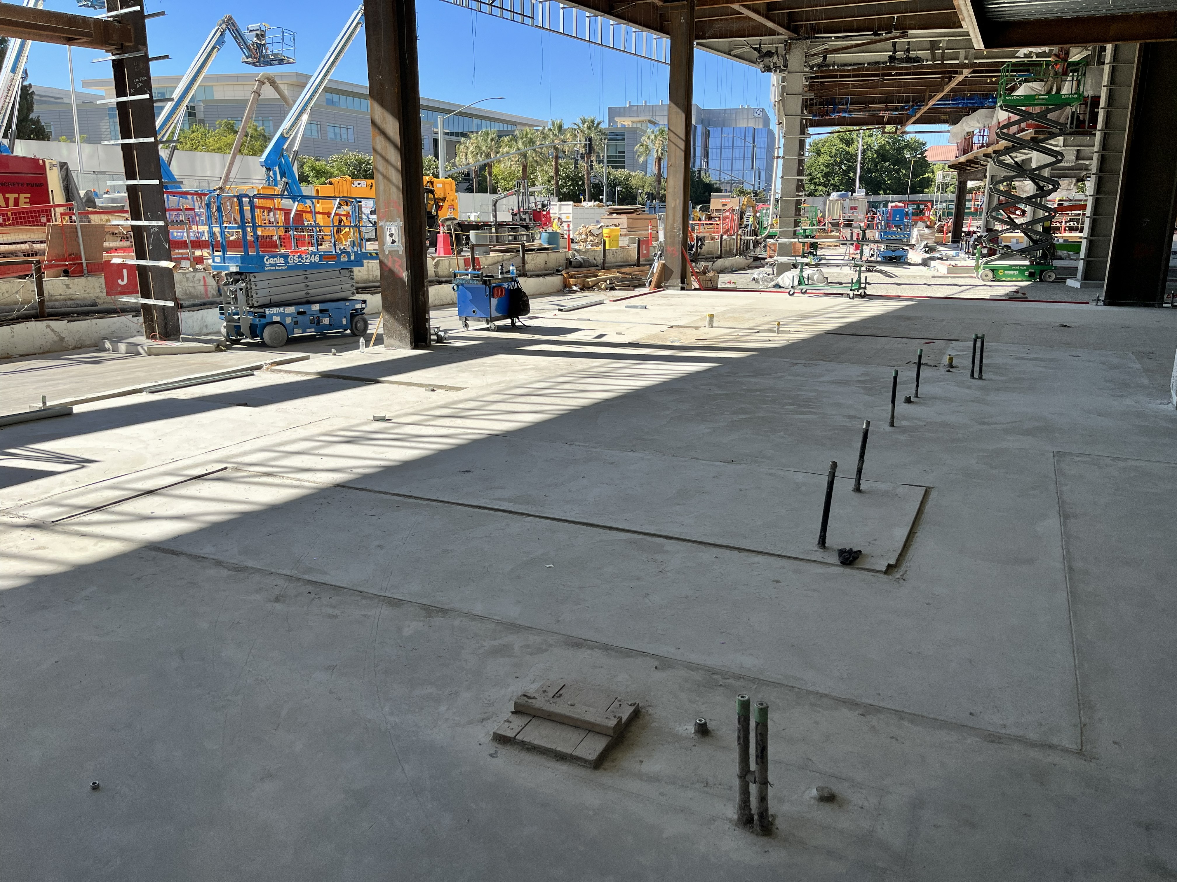 Interior view of California Tower under construction.