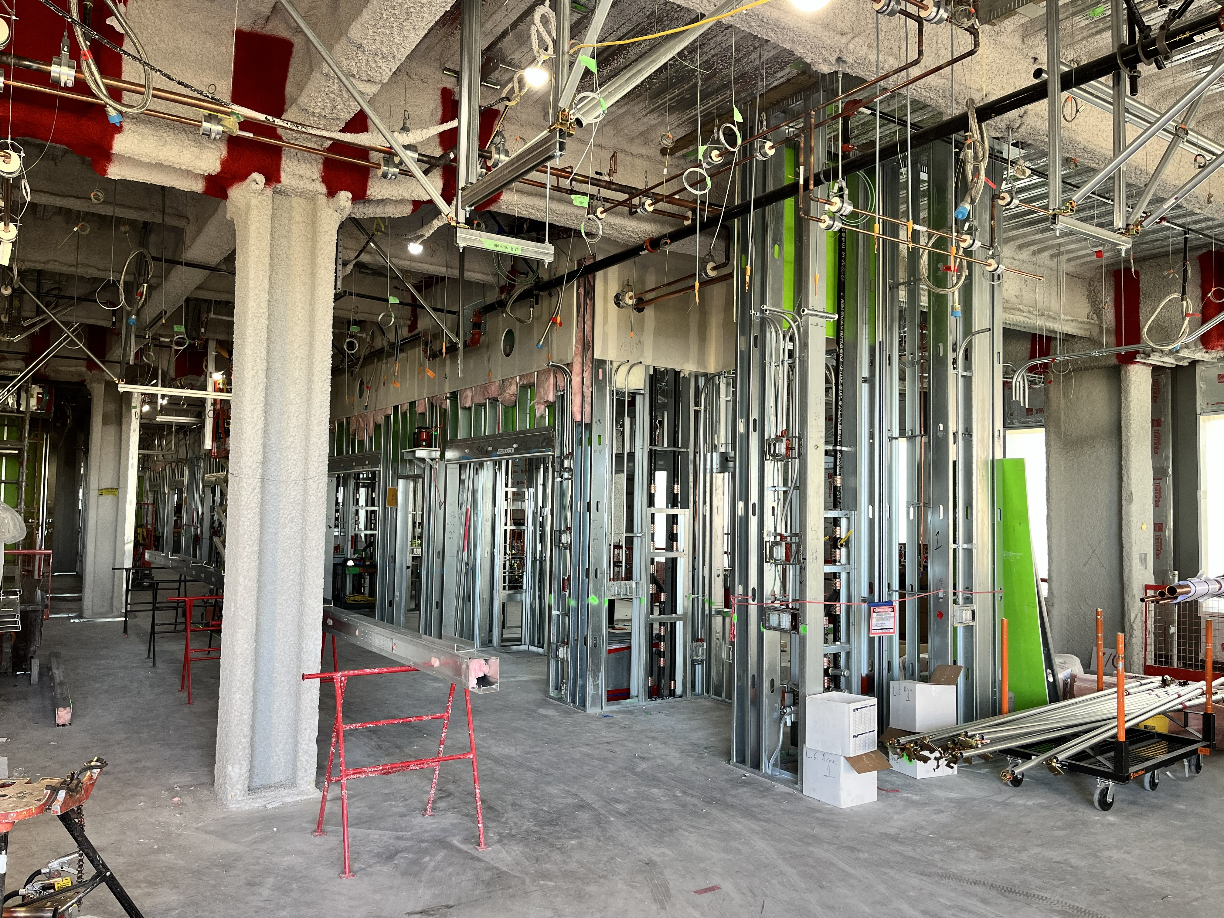 Interior view of California Tower under construction.