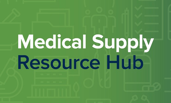 words read Medical Supply Resource Hub over a green background