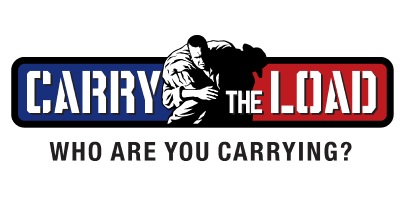 Carry The Load logo featuring a silhouette carrying another individual and the words "Carry The Load" above the tagline "Who Are You Carrying?"
