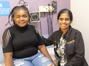 Pediatric pulmonology patient De’Jaye and pulmonologist Kiran Nandalike  