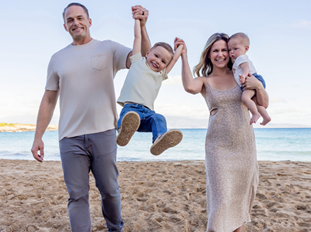 The Nunes family at the beach