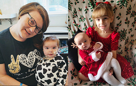 Image 1: Baby Everly with her mother. Image 2: Everly and her baby sibling