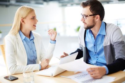 two people talking