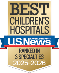 U.S. News & World Report Best Children’s Hospitals ranked in 3 specialties 2025-2026 badge