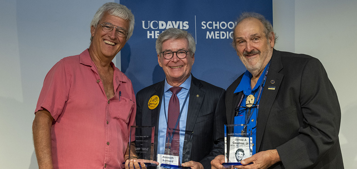School of Medicine Alumni Award recipients Larry Hess, Kenneth Bernard, and James A. Gaudino, Jr.