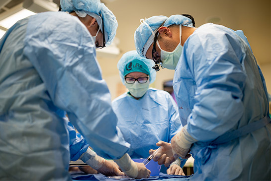 Fetal surgeon Diana Farmer and team in the operating room.