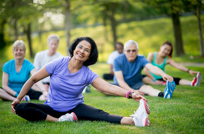 Woman exercising in a group.