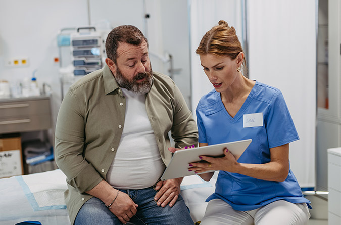 Patient and nurse.