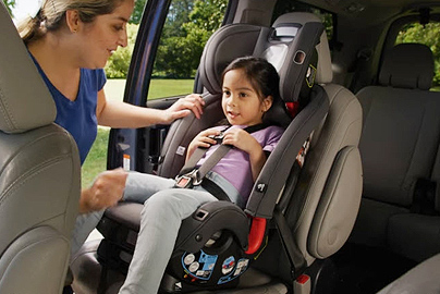 Forward-facing car seat.