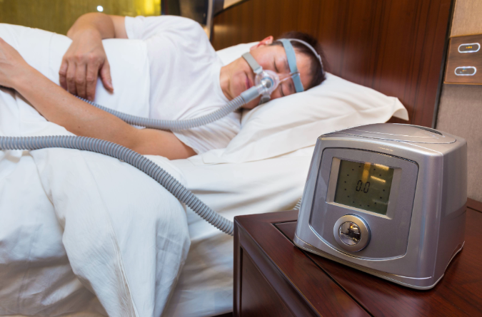 Sleep medicine patient sleeping during test.