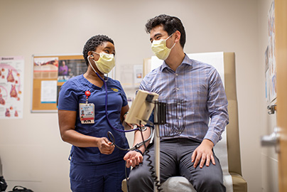 Nurse and patient talking