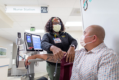 Nurse examining patient