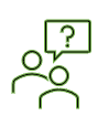 icon depicting one person posing a question to a second person