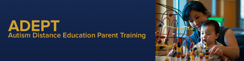 Autism Distance Education Parent Training. Mom playing with child