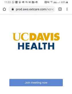 Screenshot showing a portion of Step 2, including a UC Davis Health logo and a "Join meeting now" button