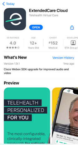 App Store screenshot showing a portion of Step 3, including the download screen for the ExtendedCare Cloud app