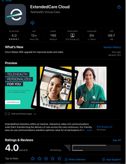 App Store screenshot showing a portion of Step 4, including the download screen for the ExtendedCareCloud app