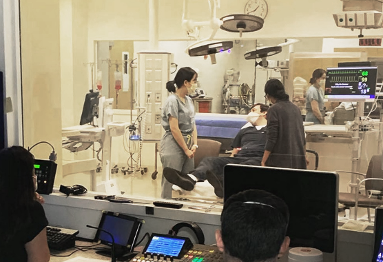 Fellows conducting a stroke simulation 