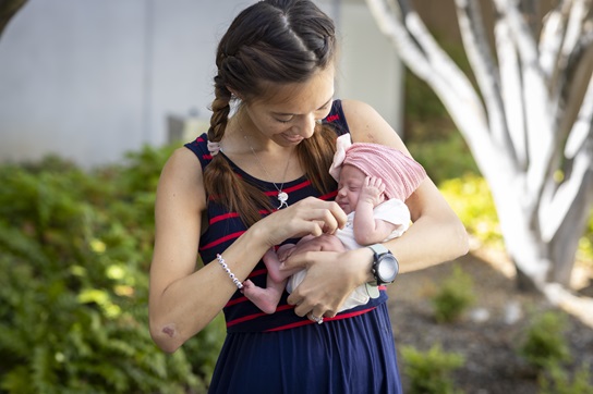 patient and a newborn baby