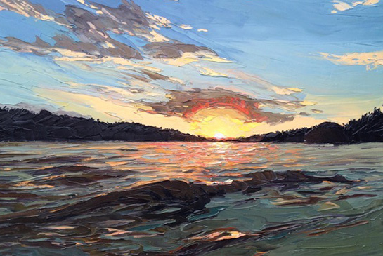 A painting of a sunset