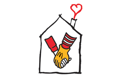 Outline of a house with two holding hands inside and a heart at the top